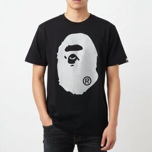 Bape A Bathing Ape Big Ape Head Glitter Tee Black L